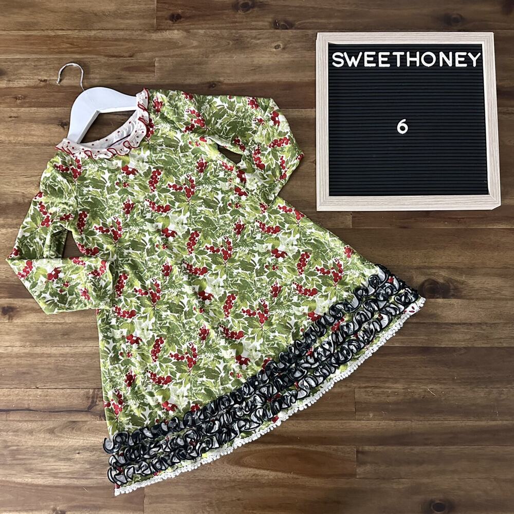 SweetHoney Dreamer Pajama Night Gown Green Holiday Foliage Floral Christmas 6
